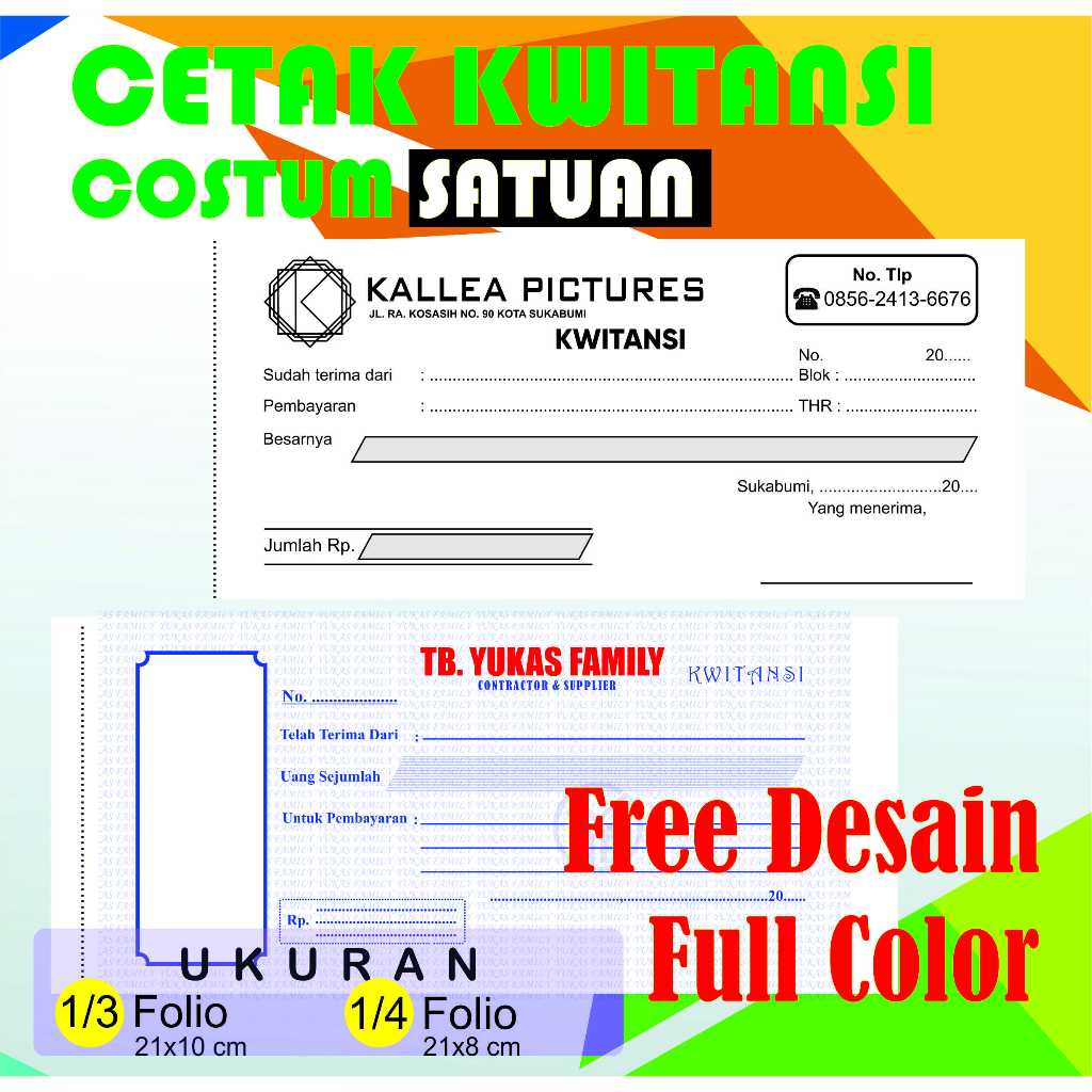 CETAK KWITANSI CUSTOM 2 RANGKAP | Kwitansi pembayaran custom kwitansi nama intansi