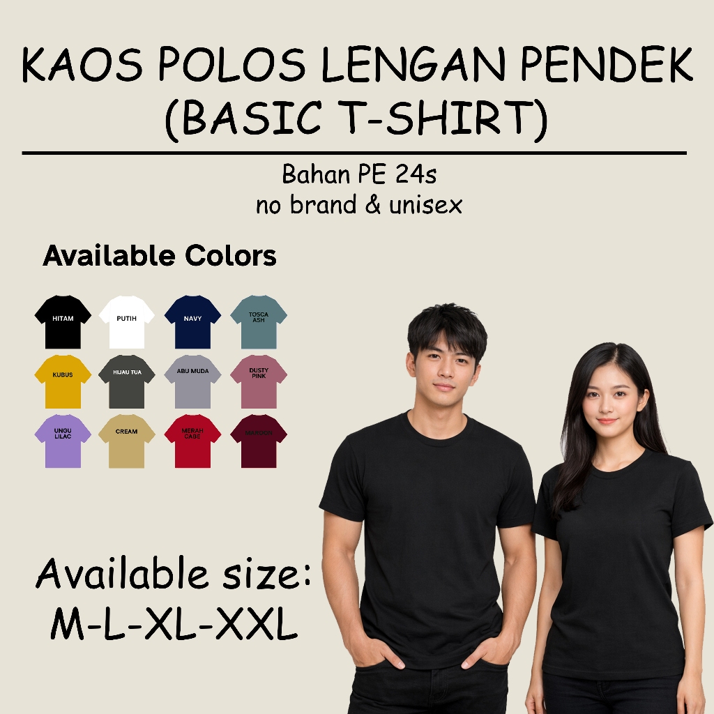 Kaos Polos Bahan PE 24s
