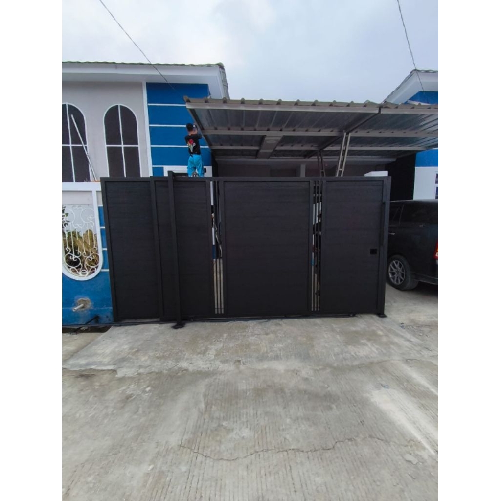 pagar grc motif kayu