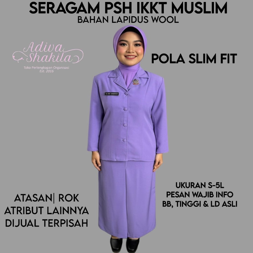 ADIVA - SERAGAM / STELAN PSH IKKT MUSLIM | BAHAN LAPIDUS | SUDAH JAHIT