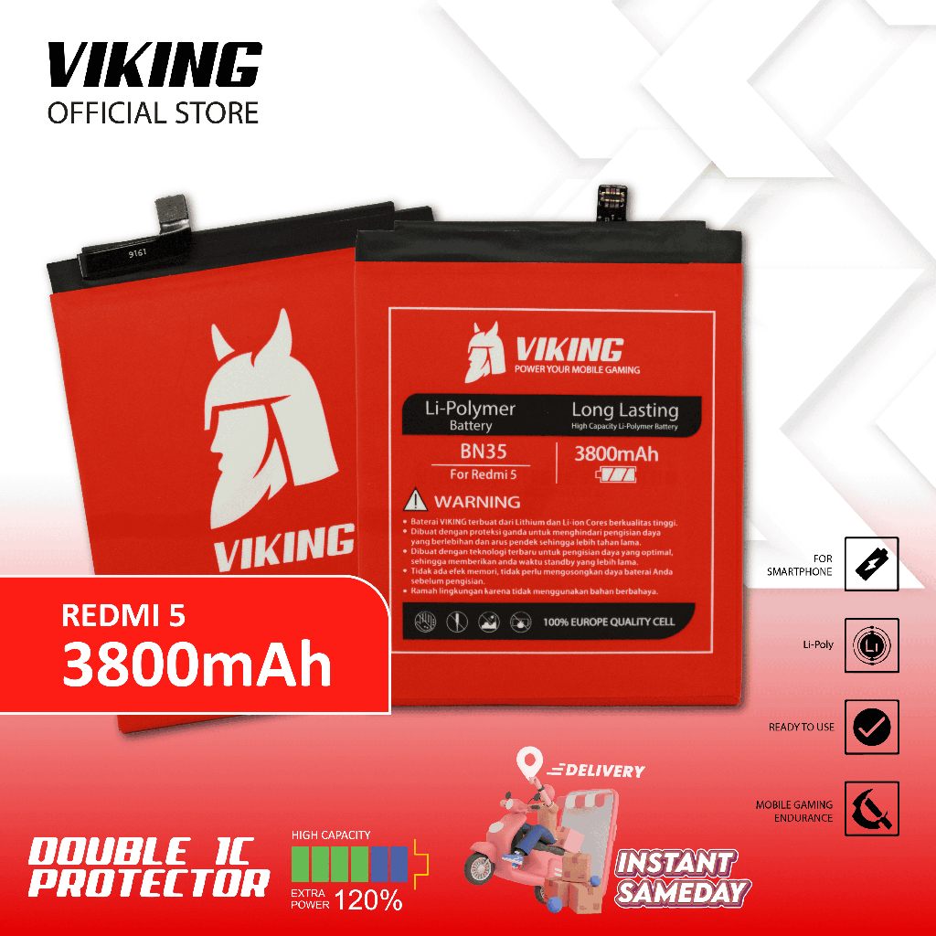 VIKING Baterai Redmi 5 BN35 Double Power