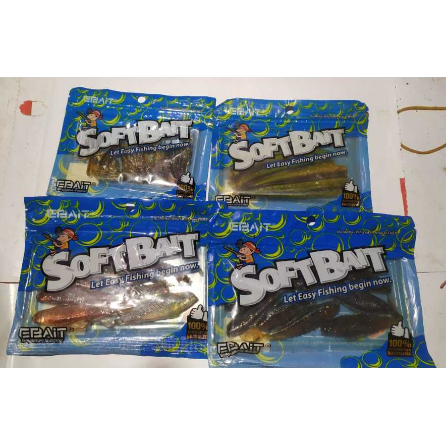 umpan mancing casting softlure soft lure model : udang mata fosfor - cacing -  ikan ekor tail ajing 