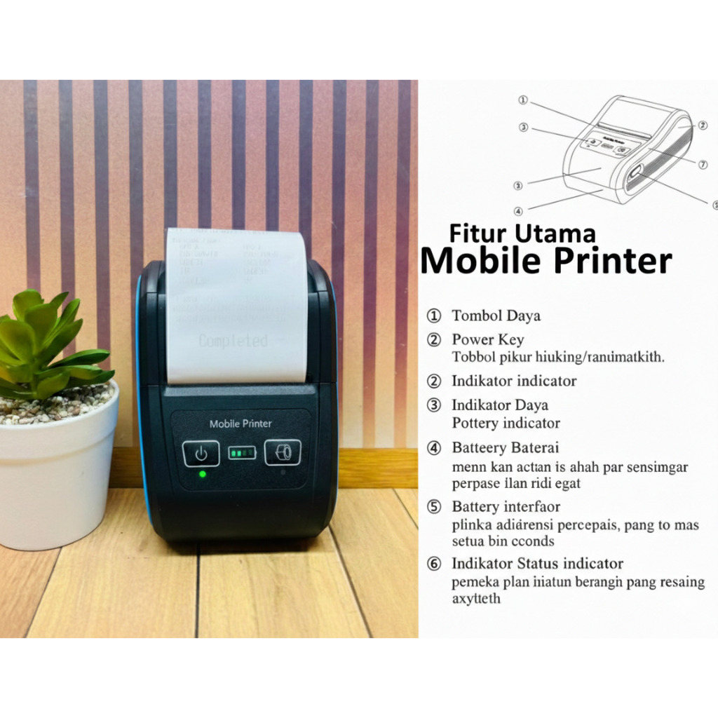 PRINTER BT MINI PORTABLE / PRINTER BLUETOOTH KERTAS PORTABLE MINI PRINTER THERMAL WIRELESS 58MM