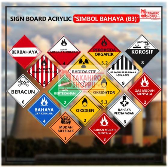 SIGN BOARD SIMBOL BAHAYA (B3) / PAPAN TANDA AKRILIK SIMBOL BAHAYA (B3) / TULISAN DAN SIMBOL BAHAYA (