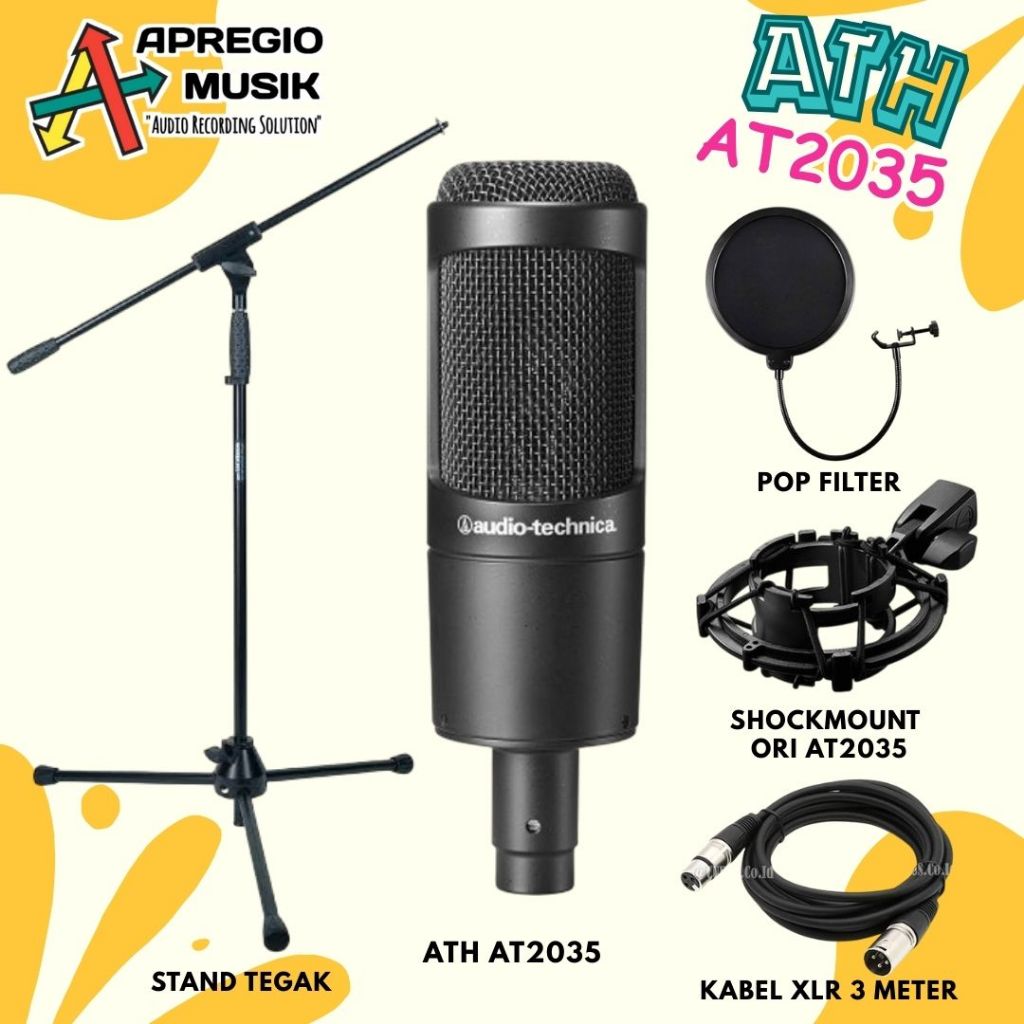 Audio Technica AT2035 AT 2035 AT-2035 professional condensor microphone paket pop filter 250lu3