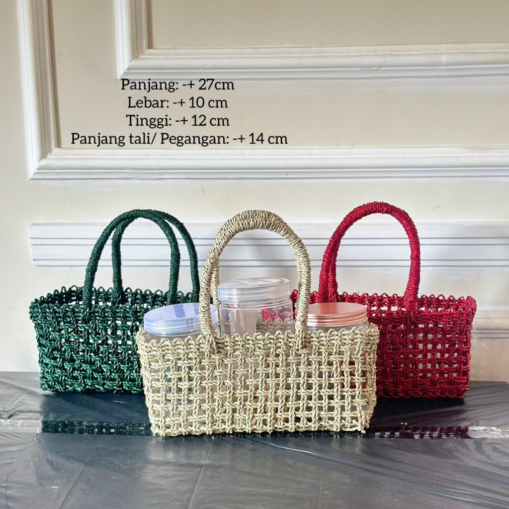 Tas hampers RARA MINI PANJANG (3 TOPLES) tas parcel anyaman souvenir goodiebag