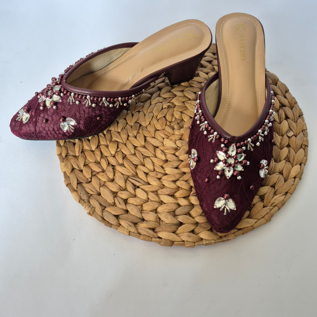 Wedding Shoes Wanita Brukat Payet Premium Heels 5Cm