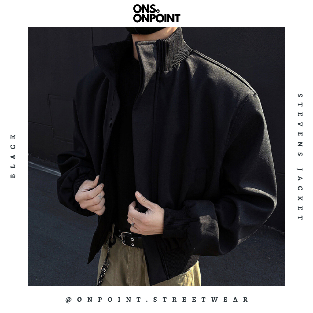 [ONS BY ONPOINT] Stevens Jacket - jaket bahan pria jaket varsity pria leather jacket baseball jaket 