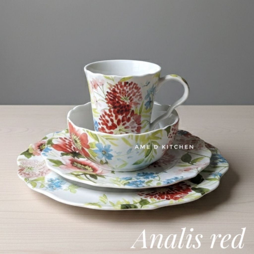 Dinner set sango isi 16 pcs "analis red"
