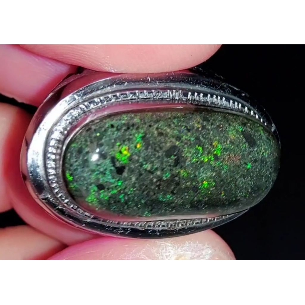 cincin black opal andamoka matrix natural asli alam australia