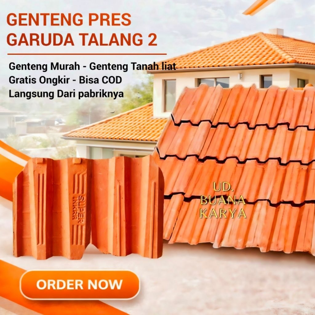 Genteng Garuda, Genteng press tanah liat, genteng atap rumah murah