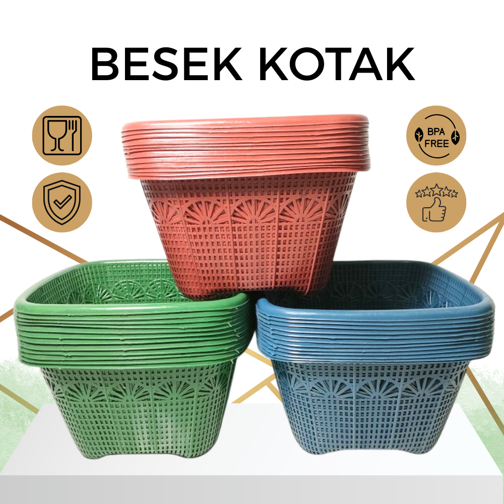 1 LUSIN BESEK KOTAK - BESEK HAJATAN - DESAIN TRADISIONAL - WARNA SUPER - PLASTIK