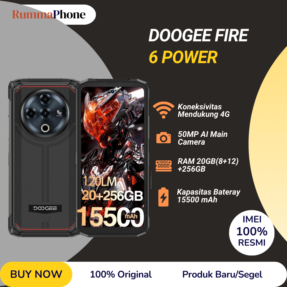 DOOGEE Fire 6 Power Rugged Phone Android 14 Smartphone New Original 6.56" NFC 20GB 256GB 50MP Finger