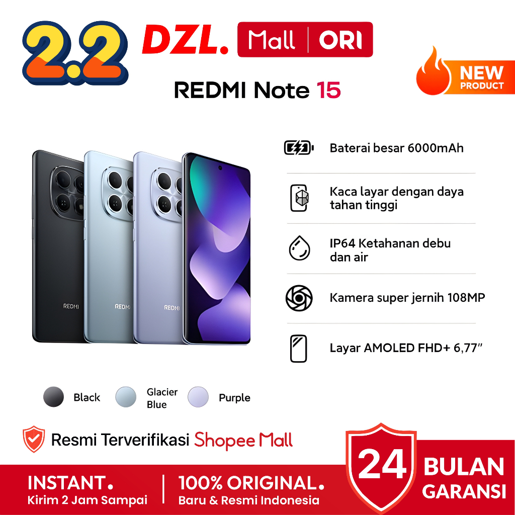 DZL - HP XIAOMI Redmi Note 15 4G LTE 8/256 8/128GB Original Resmi Official Store Ori Penerus Note 14
