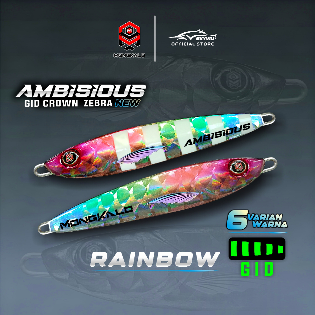Mongkalo Ambisious Kipas GID-Zebra noMotif Fluorescent 100 Rainbow