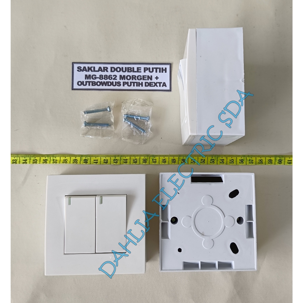 SAKLAR DOUBLE MG-8862 MORGEN+OUTBOW DUS PUTIH DEXTA