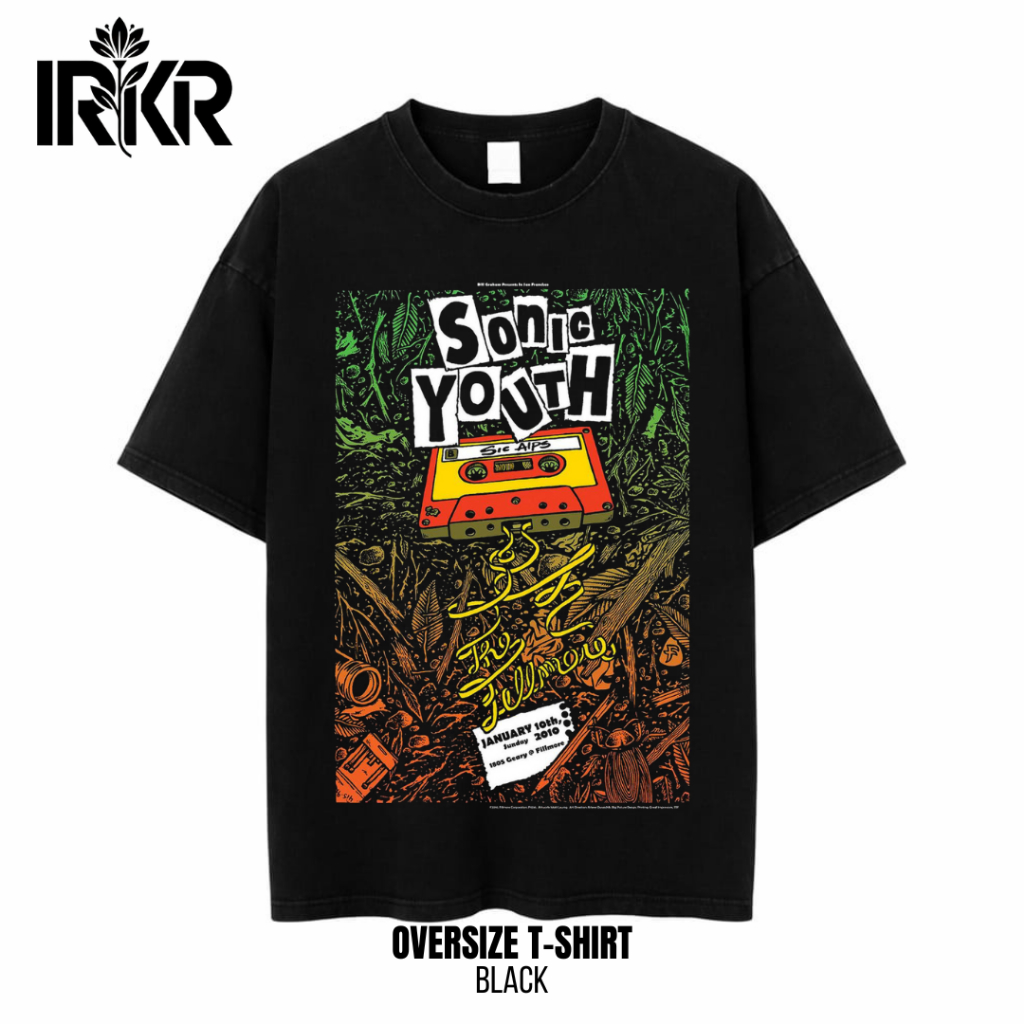 IRKR T-shirt Oversized Unisex Black "Sonic Youth" - Band Sic Aips