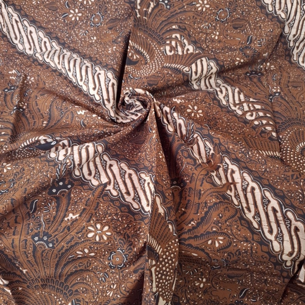 Batik Lasem Solo Lereng Merak Coklat Kemeja Couple Rok Wiru Wisuda