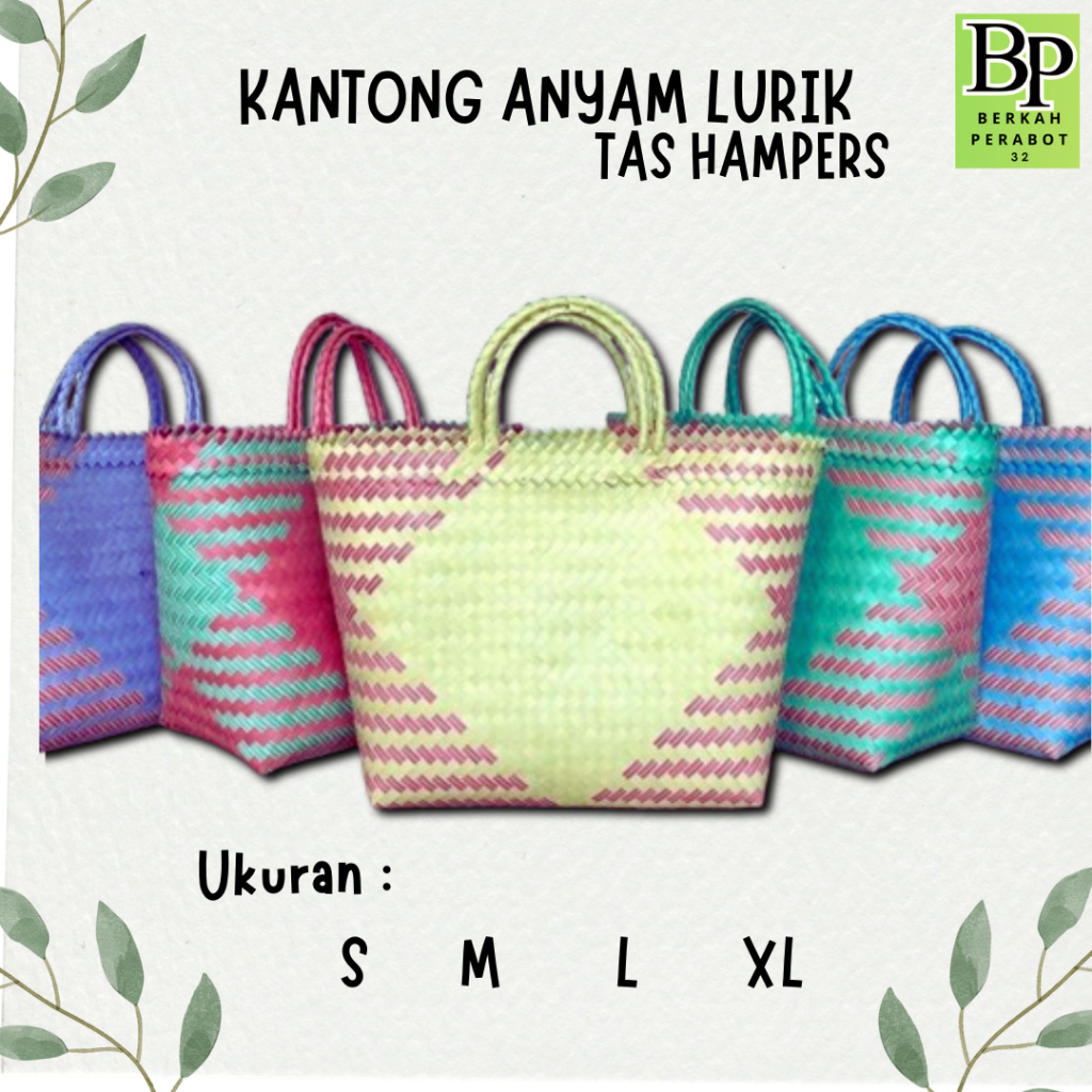 Keranjang Belanja Anyaman Plastik Tas Pasar Kantong Belanja Tas Lurik Belanja Jadul S L M XL