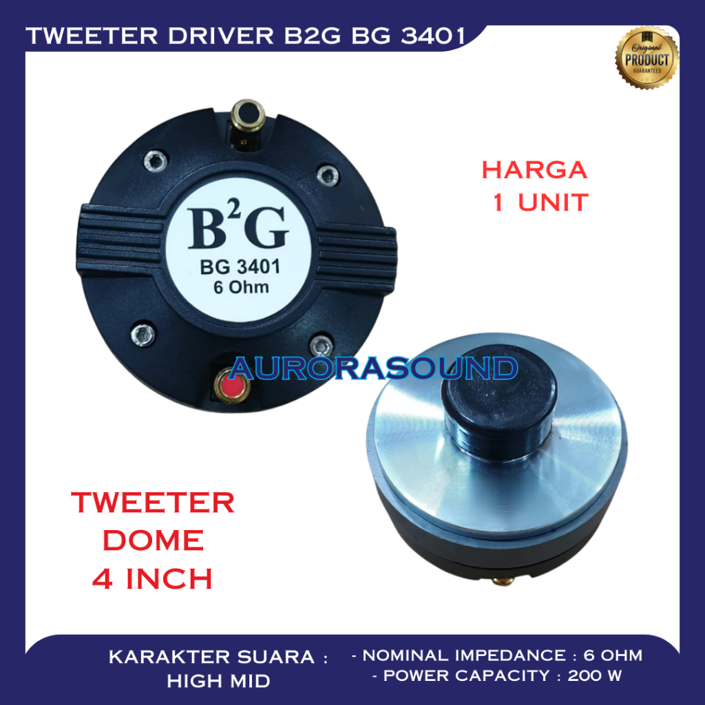 TWEETER DRIVER B2G BG 3401 TWETER TWITER SPEAKER DOME 4 INCH ORIGINAL