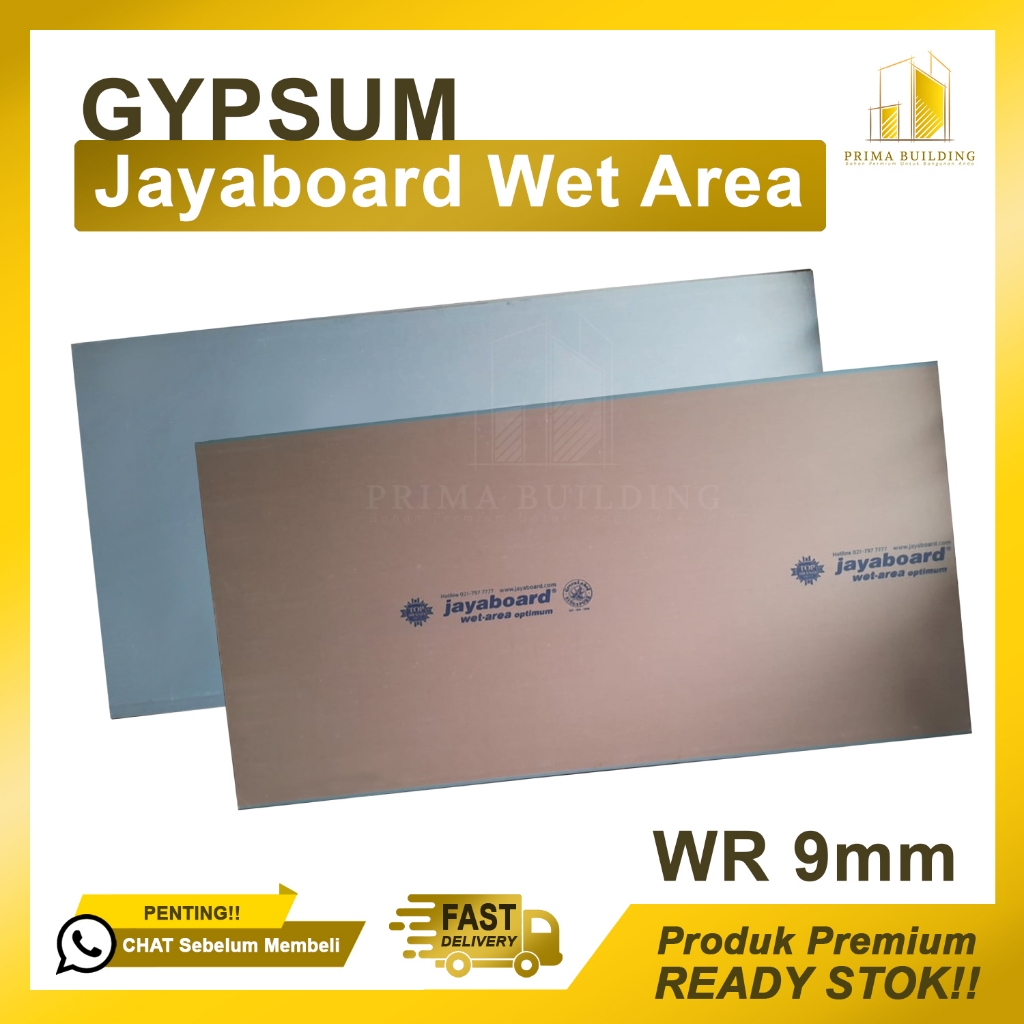 Gypsum Jayaboard Wet Area 9mm | Gipsum Jayaboard WR 9mm | Gibsum Jaya khusus area lembab atau outdor