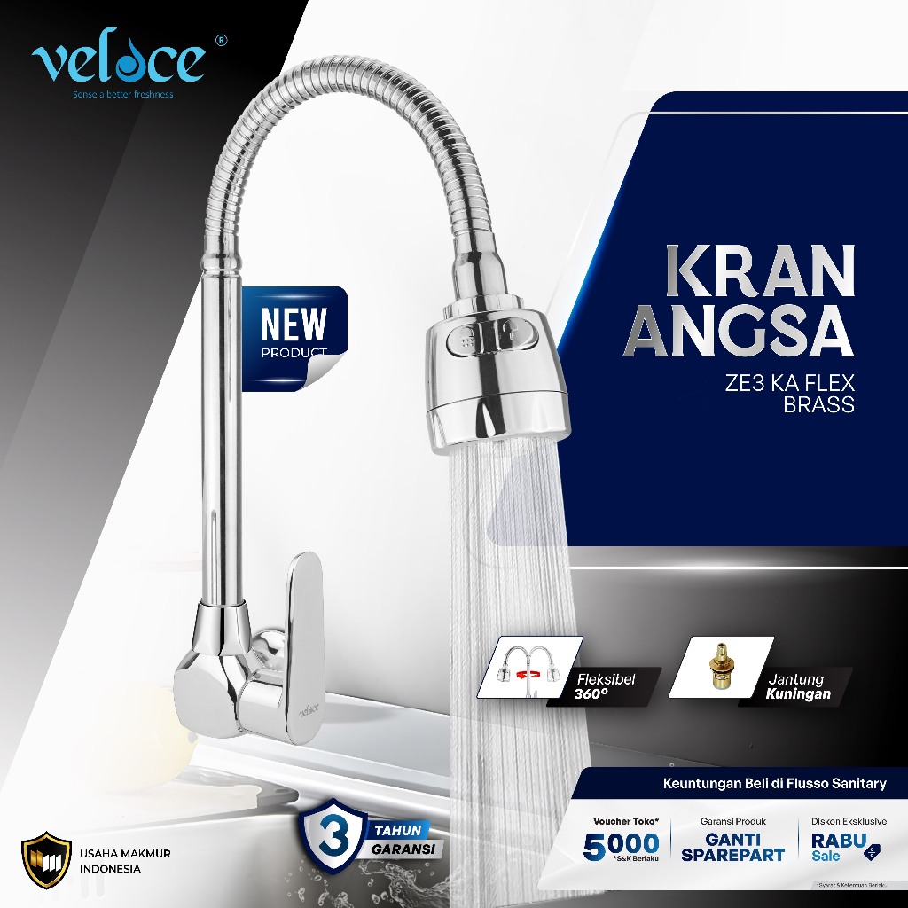 Kran Angsa Fleksible Cuci Piring Kran Angsa Wastafel Brass Jantung Kuningan 3070