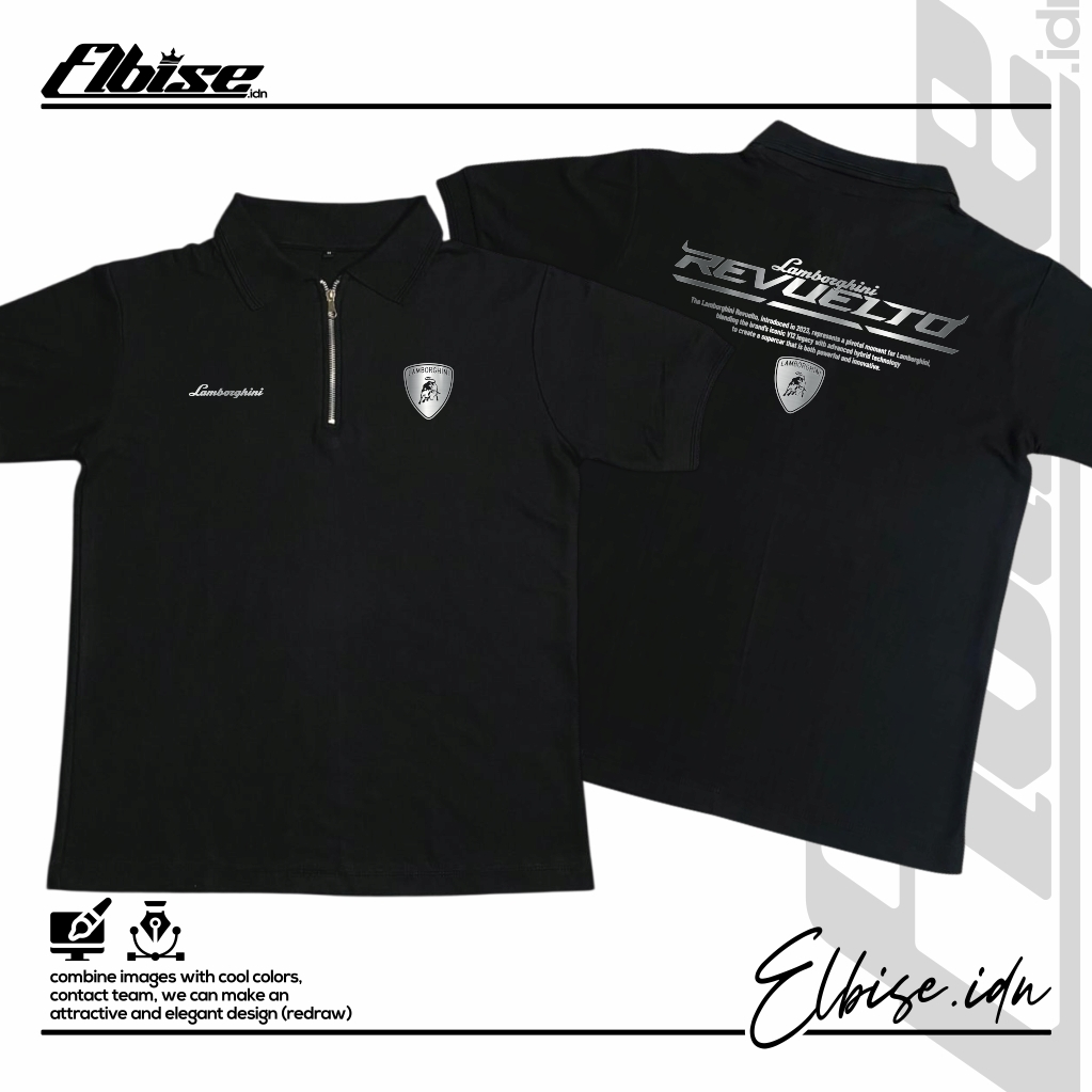 ELBISE.IDN POLO SHIRT ZIPPER LAMBORGHINI REVUELTO SIMPEL ELEGANT SABLON GLITTER MEWAH
