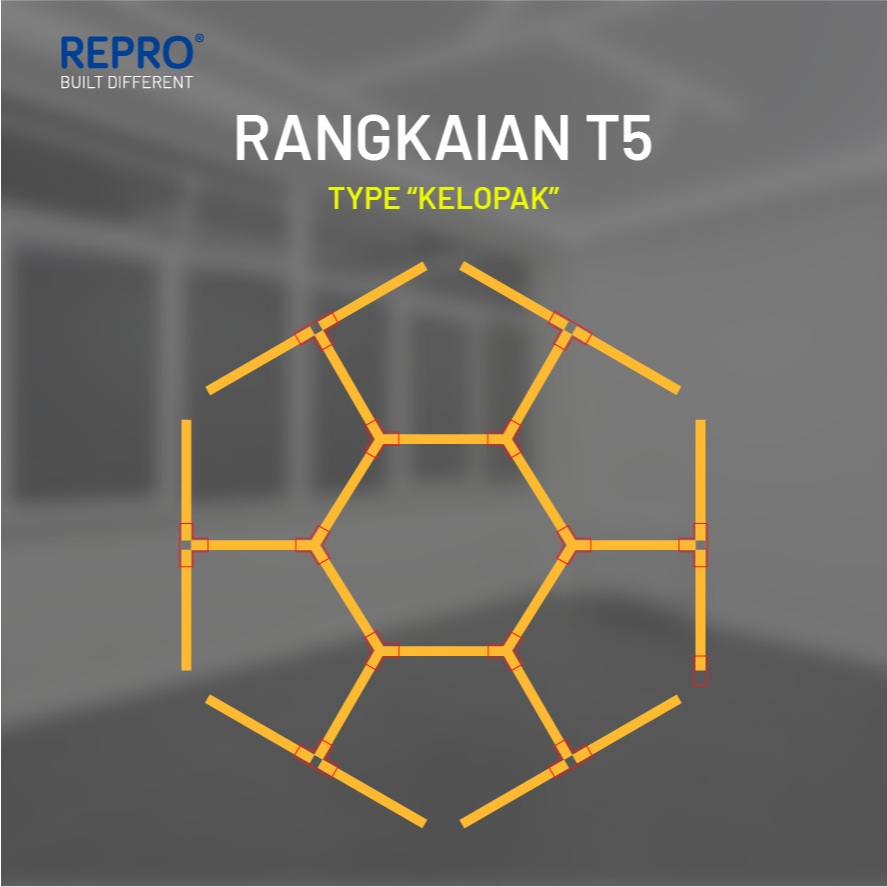 REPRO Rangkaian Bentuk KELOPAK Lampu T5 LED - Paket Lampu - Lampu Rekomendasi Interior - Lampu Salon