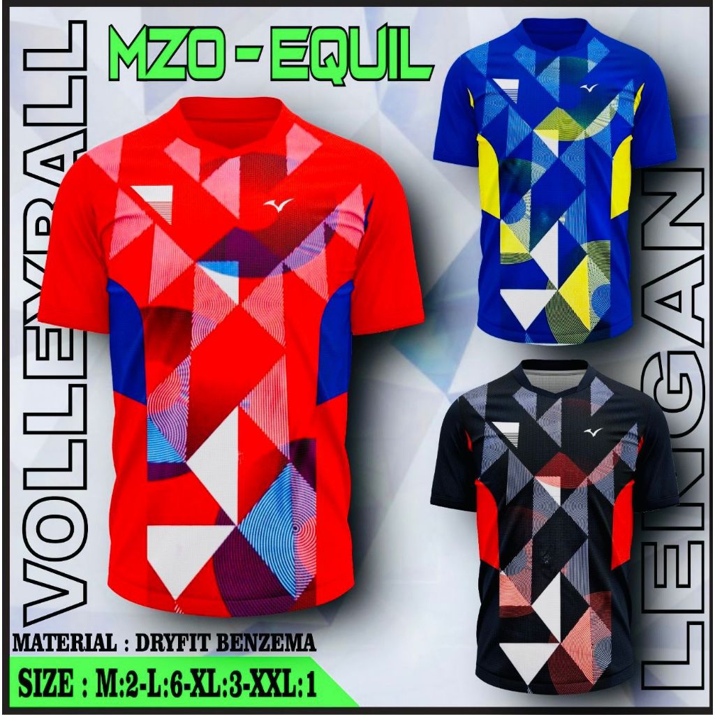 [12 PCS] MZO EQUIL / KAOS VOLLY LUSINAN / BAJU VOLI PRINTING