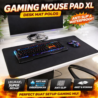 Mouse Pad Gaming XL Desk Mat Polos Anti Slip Waterproof Alas Meja Besar Keyboard Mouse Gaming Hitam