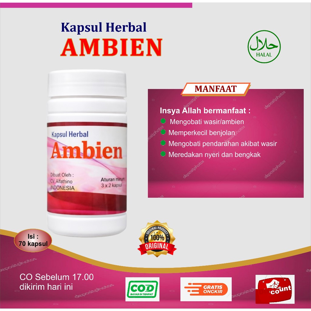 OBAT AMBIEN I OBAT WASIR I KAPSUL HERBAL AMBIEN I KAPSUL HERBAL WASIR isi 70 kapsul