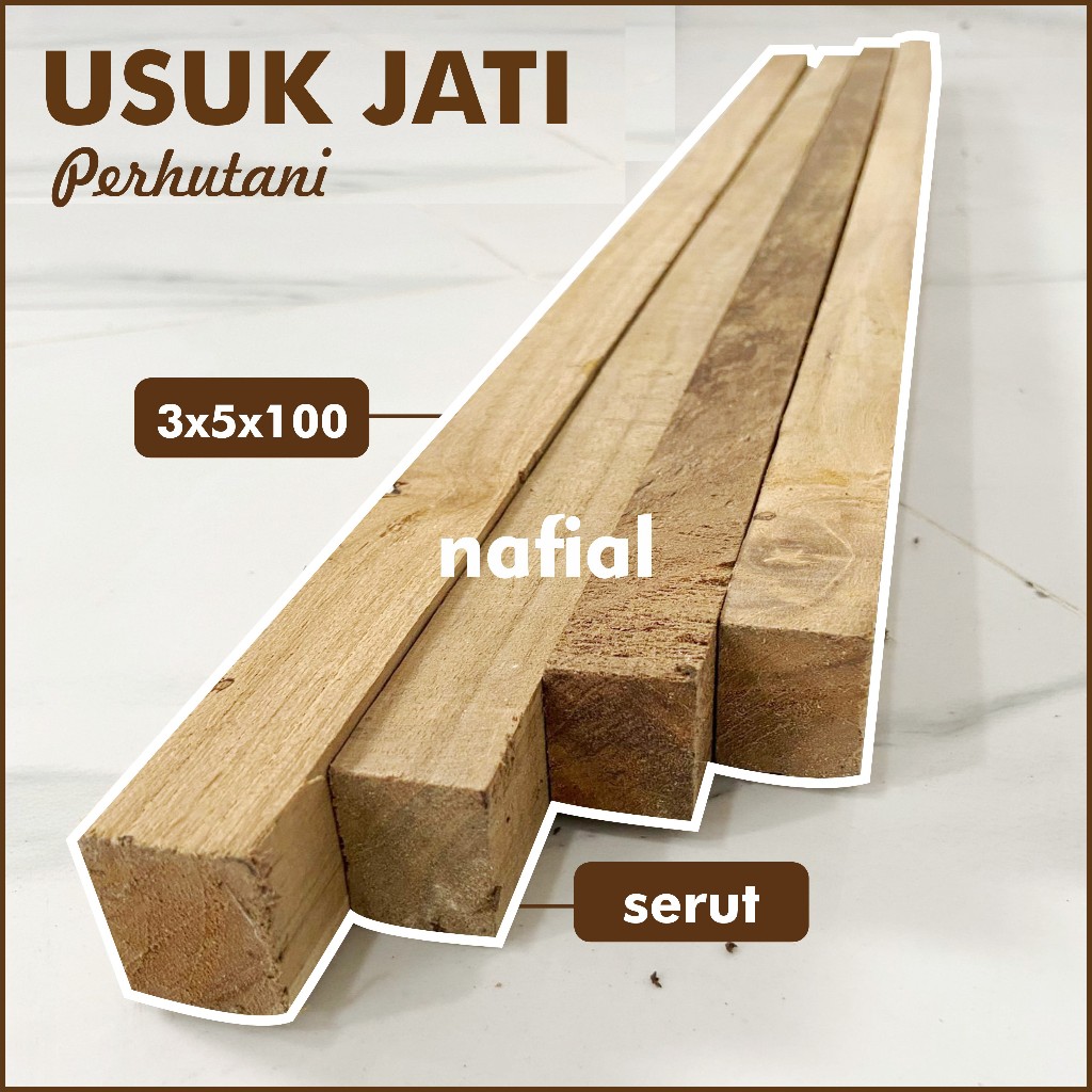 Usuk Kaso Kayu Jati Asli 3x5x100 cm Sudah Diserut - nafial -