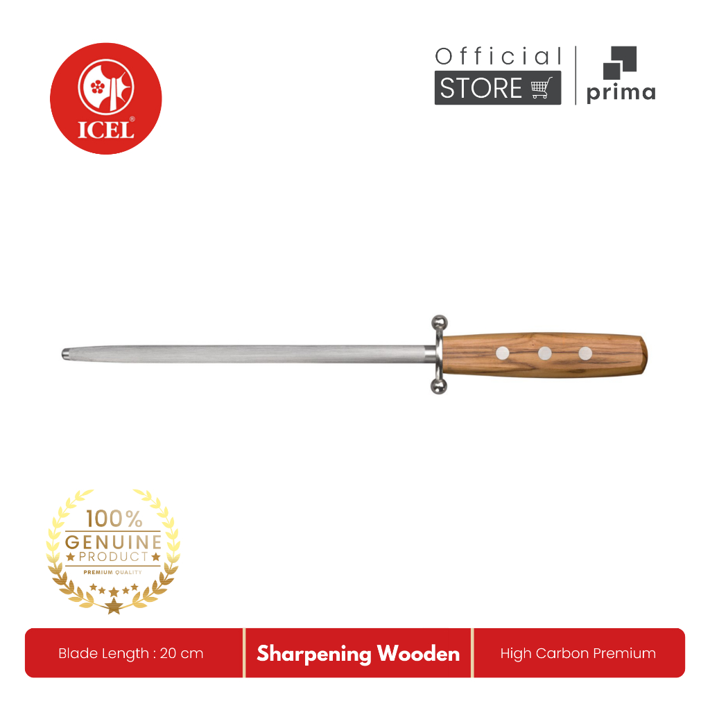 Pengasah Pisau | Sharpening Steel 20 cm, Wooden Handle - ICEL