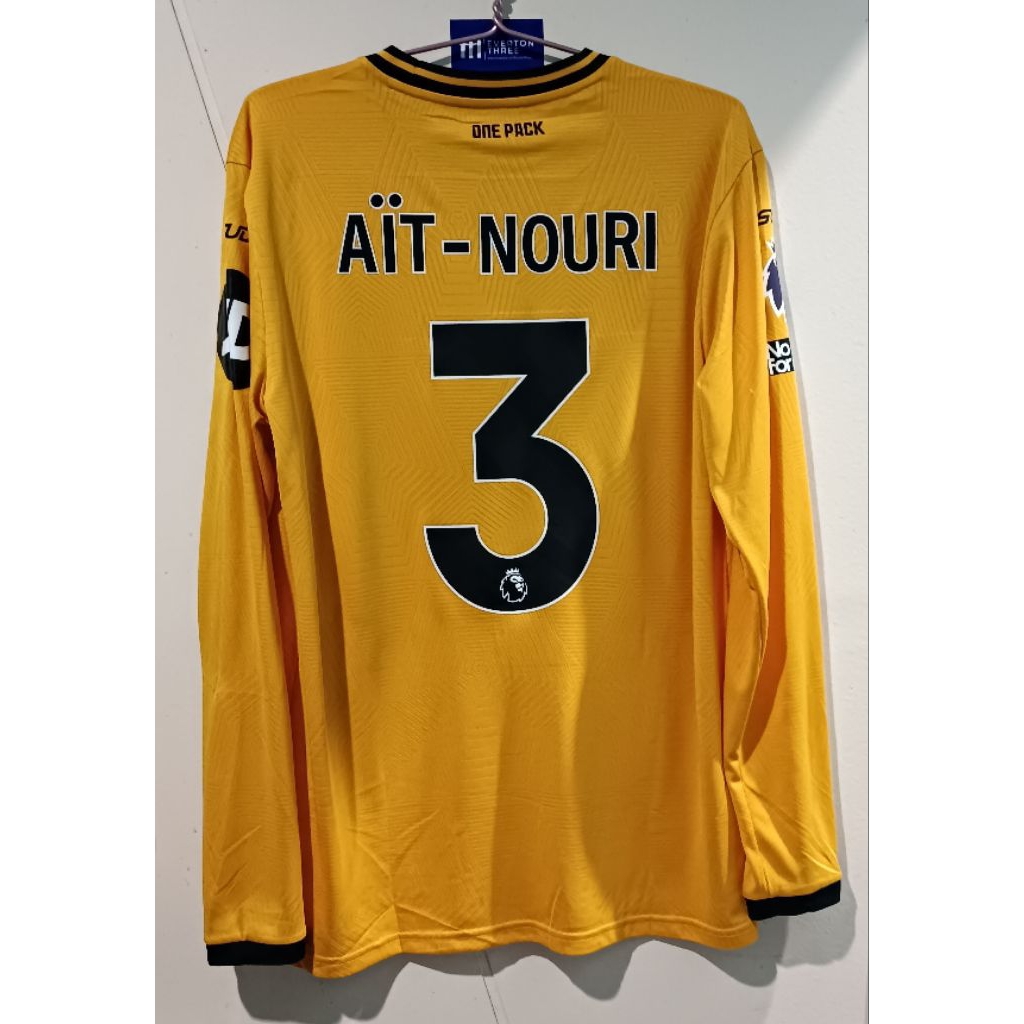JERSEY WOLVERHAMPTON HOME 2024-25 SIZE L LONGSLEEVE AÏT-NOURI RARE
