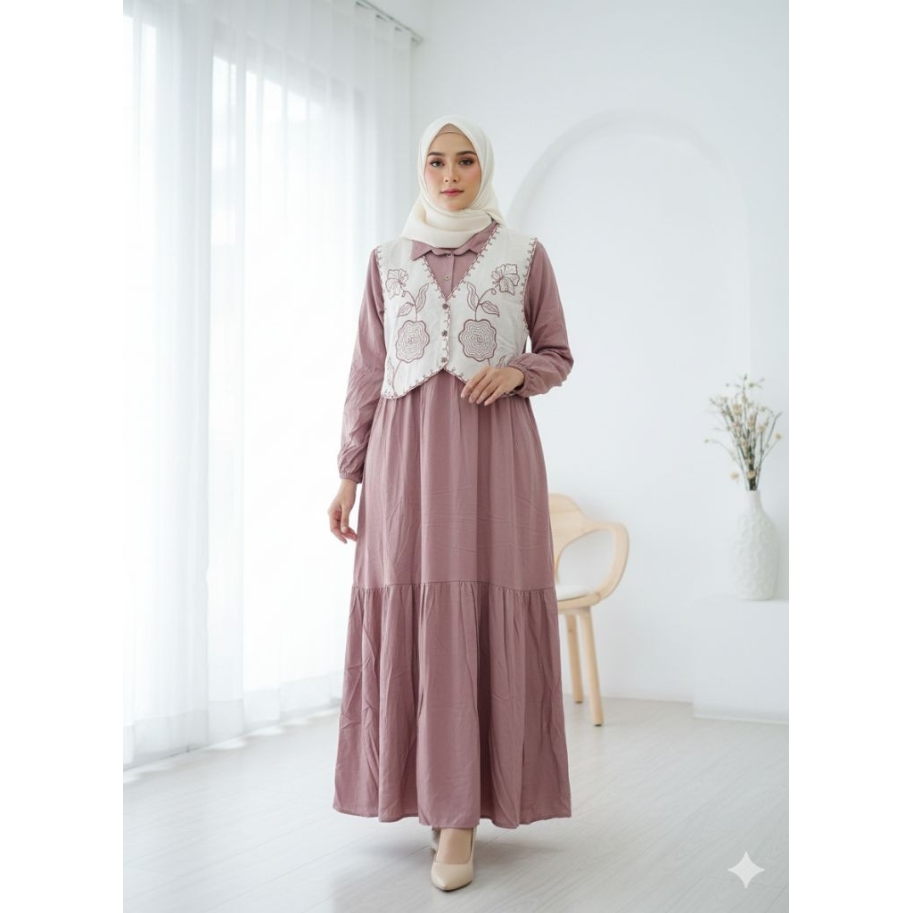 GAMIS MIDI RAYON TWILL GAMIS VEST MENYATU