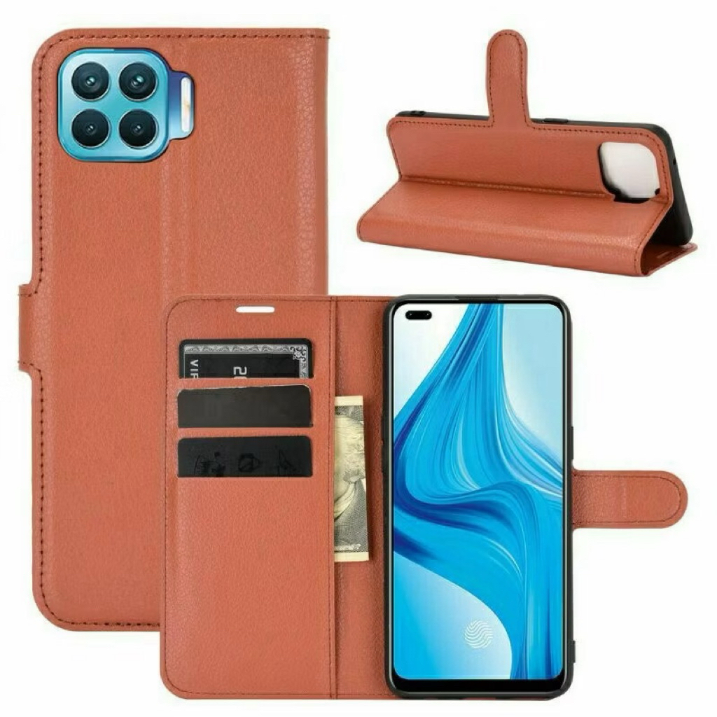 Casing Oppo Reno 4f Flip Dompet Kulit Sarung Hp Buka Tutup Pelindung Handpone