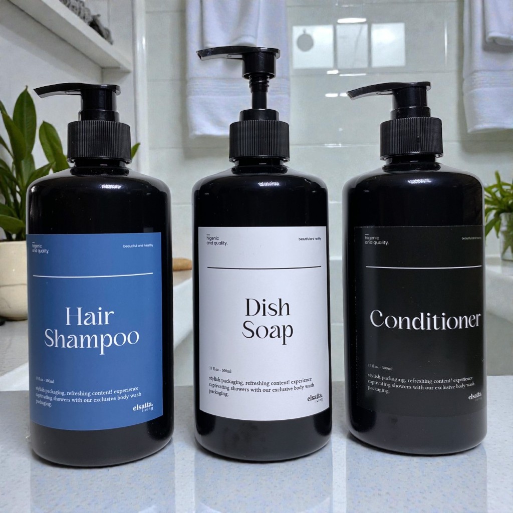 BOTOL ISI ULANG SABUN PUMP 500ML HITAM PEKAR 500ML TEBAL BOTOL PUMP 500ML WARNA HITAM / BOTOL REFIL 