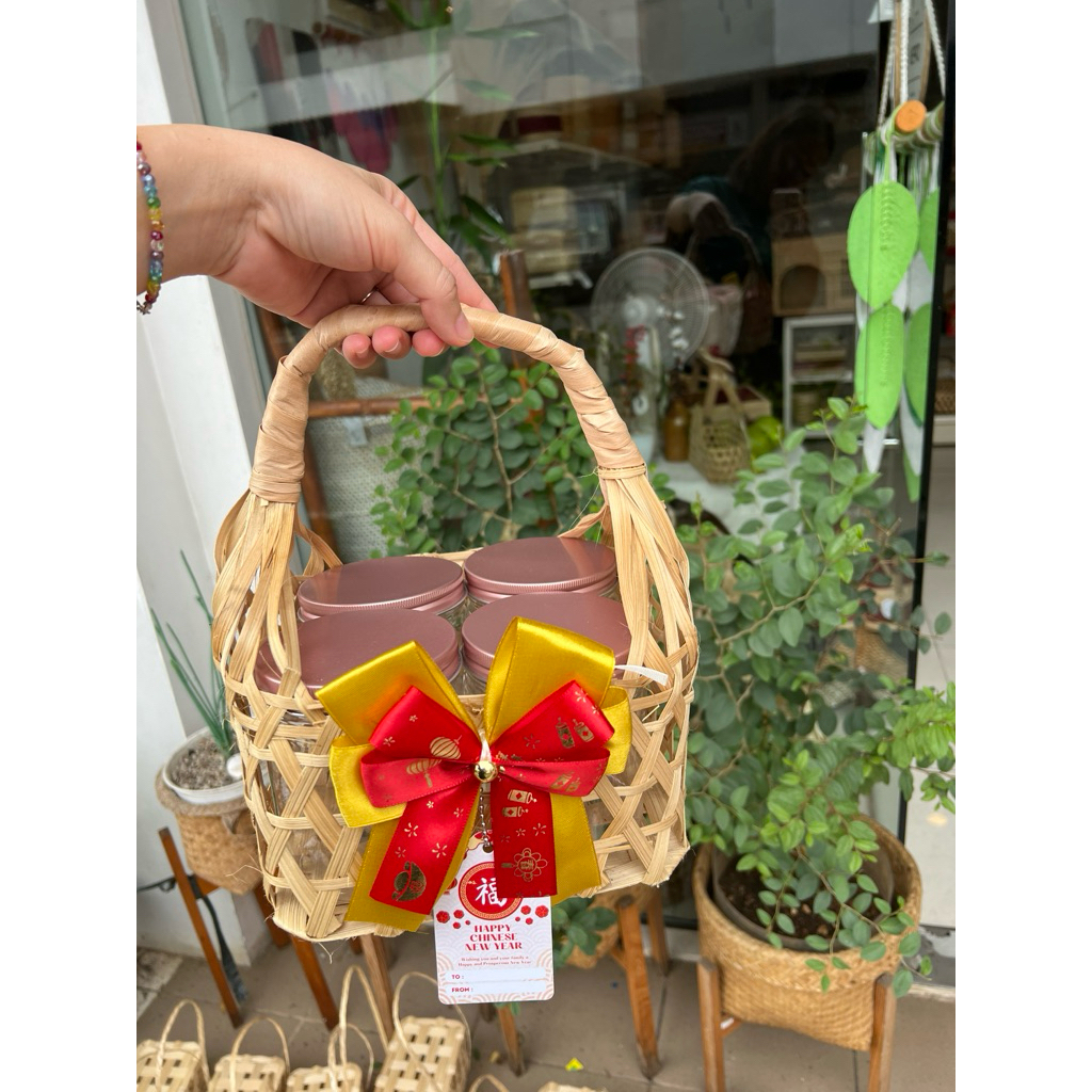 Keranjang Hampers Bambu / Tas Hampers Bambu / Tas Bambu 4toples AB24