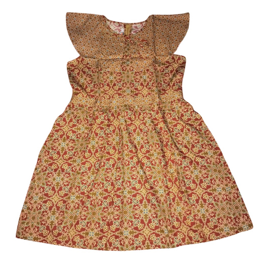 Dress Batik Anak Model Ruffle Sleeve (Batik Keris)