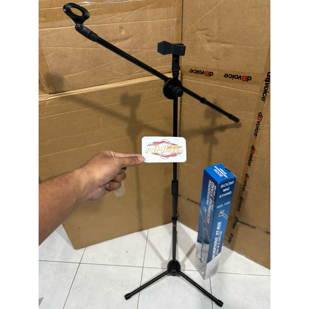 Stand Cagak Mic Panjang Black Spider MS100 MS-100 Double Mic Tripod Stand Microphone Stand Mic Berdi
