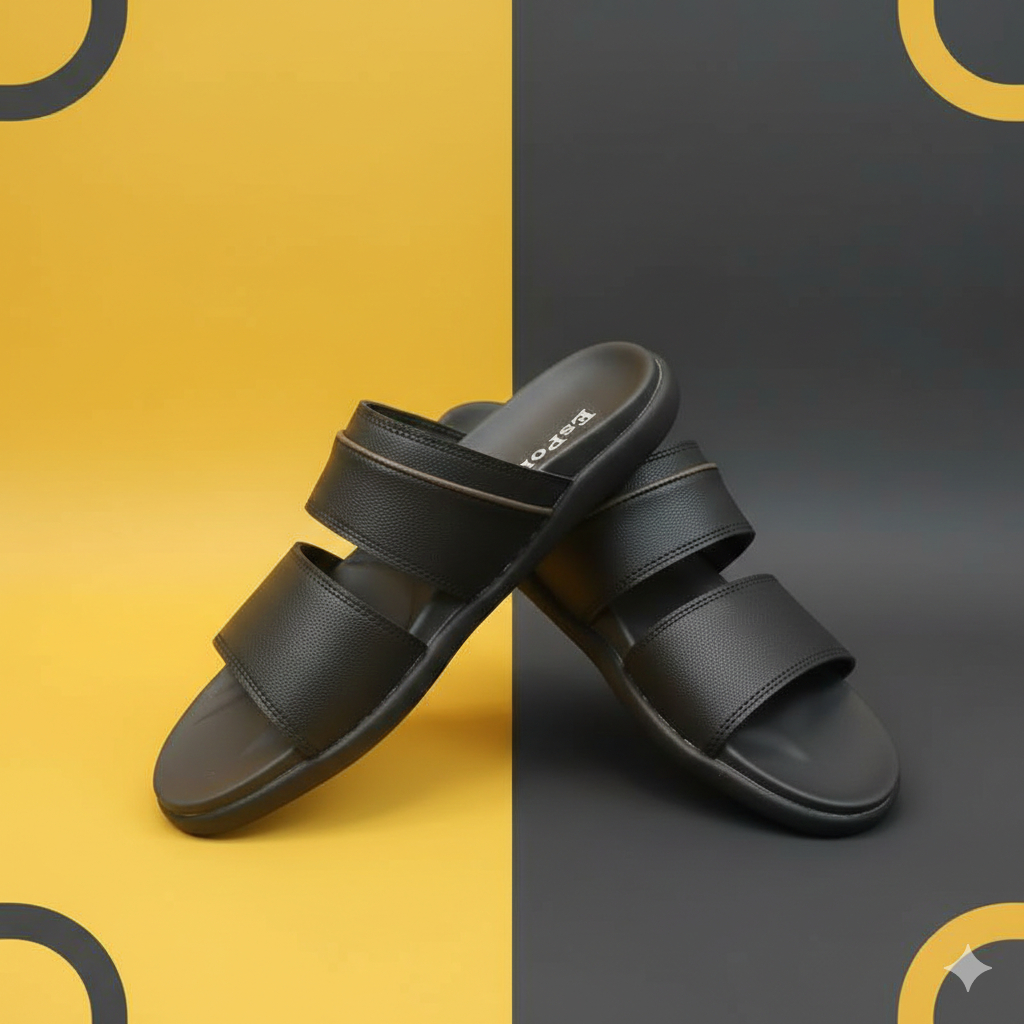 SANDAL KULIT SLOP PRIA SENDAL SELOP SANDAL TALI 2 COWOK ELEGAN RAPIH SELOP ANAK COWOK DEWASA HITAM