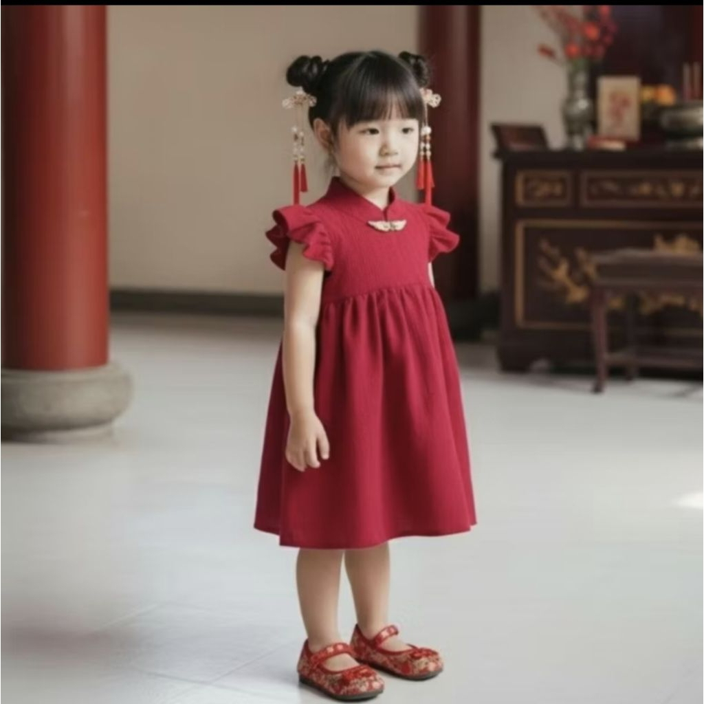 PL dear russel imlek DRESS IMLEK DRESS MERAH ANAK / LIKE NEW