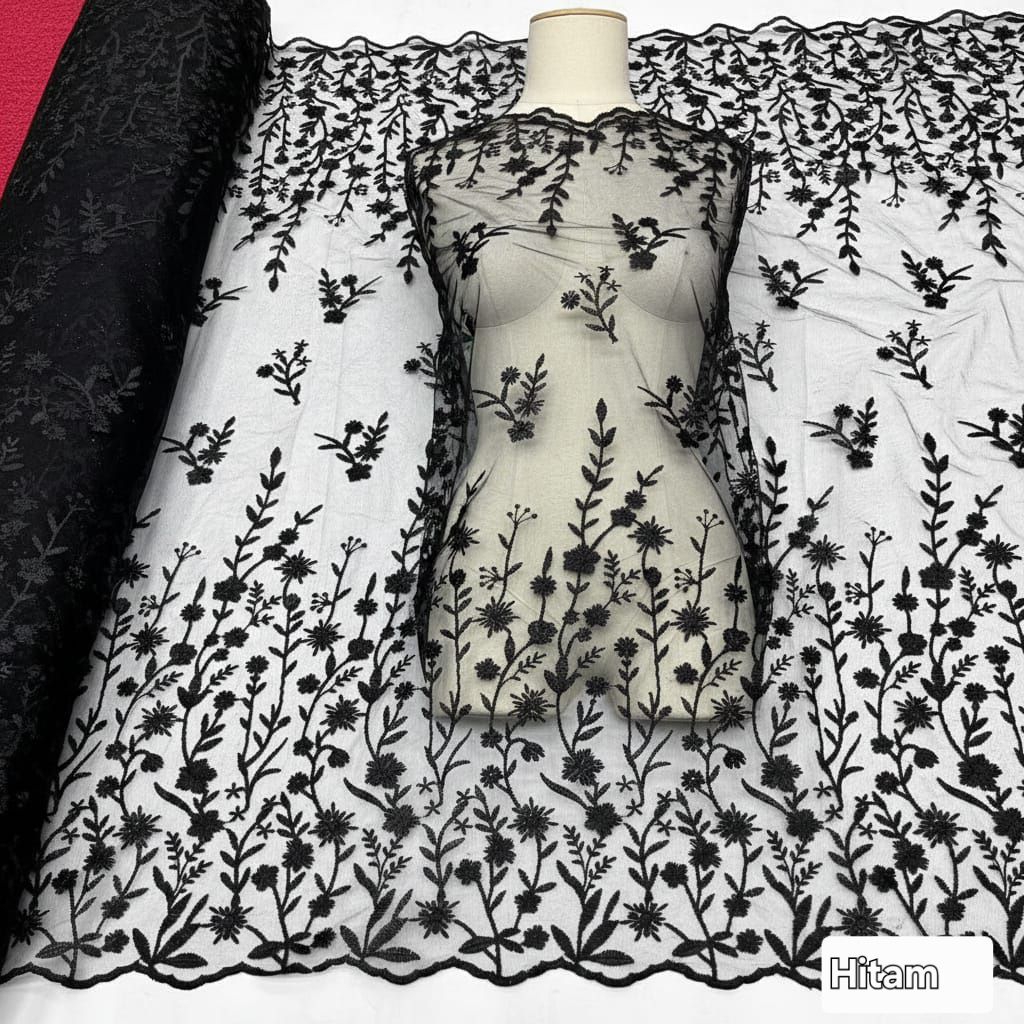 Kain bahan tile bordir korea / Kain tile bordir korea halus