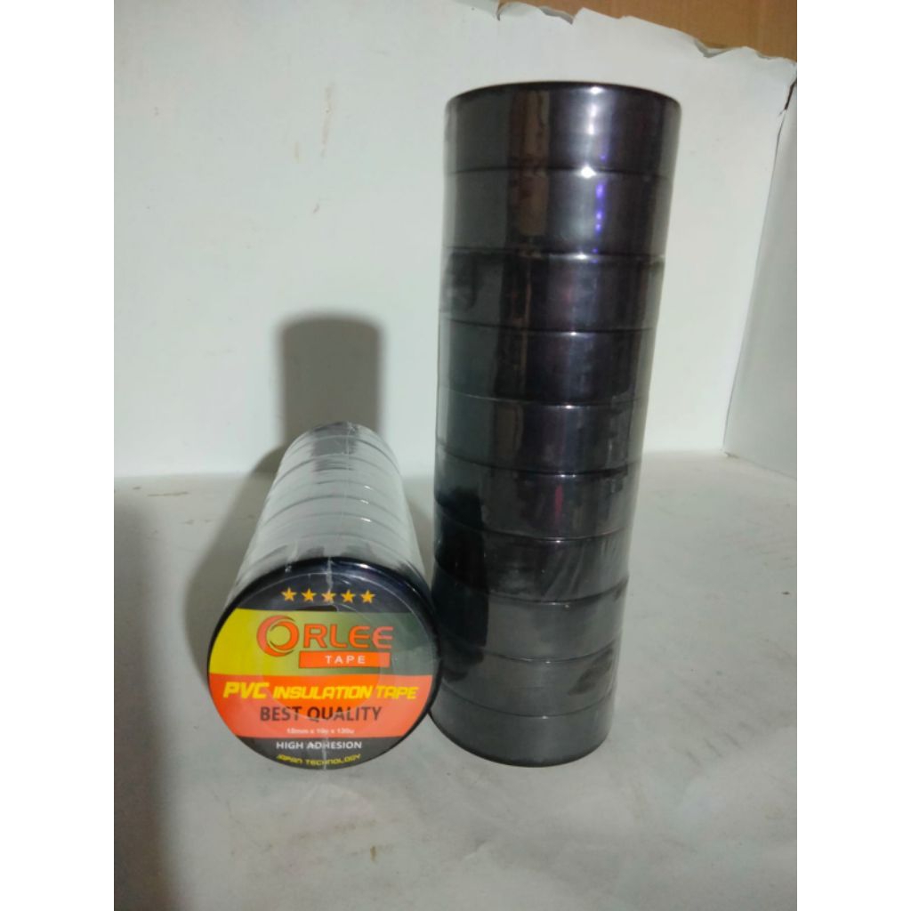 (grosir) solasi hitam orlee premium vynil electrical tape 1slop (10pcs)