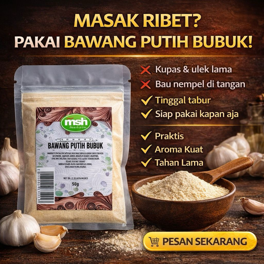 MSH Bawang Putih Bubuk 50 g , Bawang Putih Bubuk Murni , Bawang Putih Bubuk Premium , Bawang Putih B