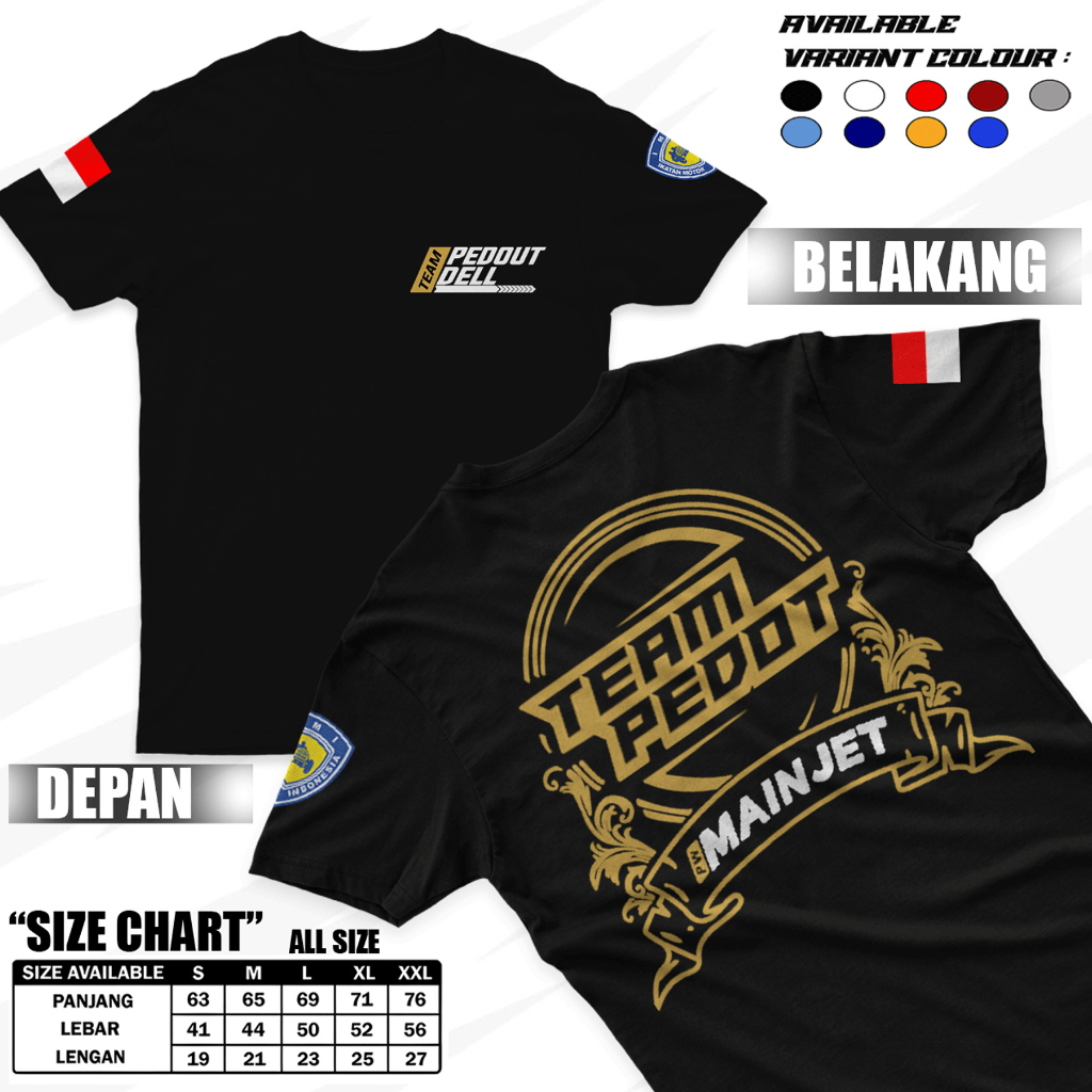 T-Shirt Team Pedot Premium Katun Hitam M-XXL