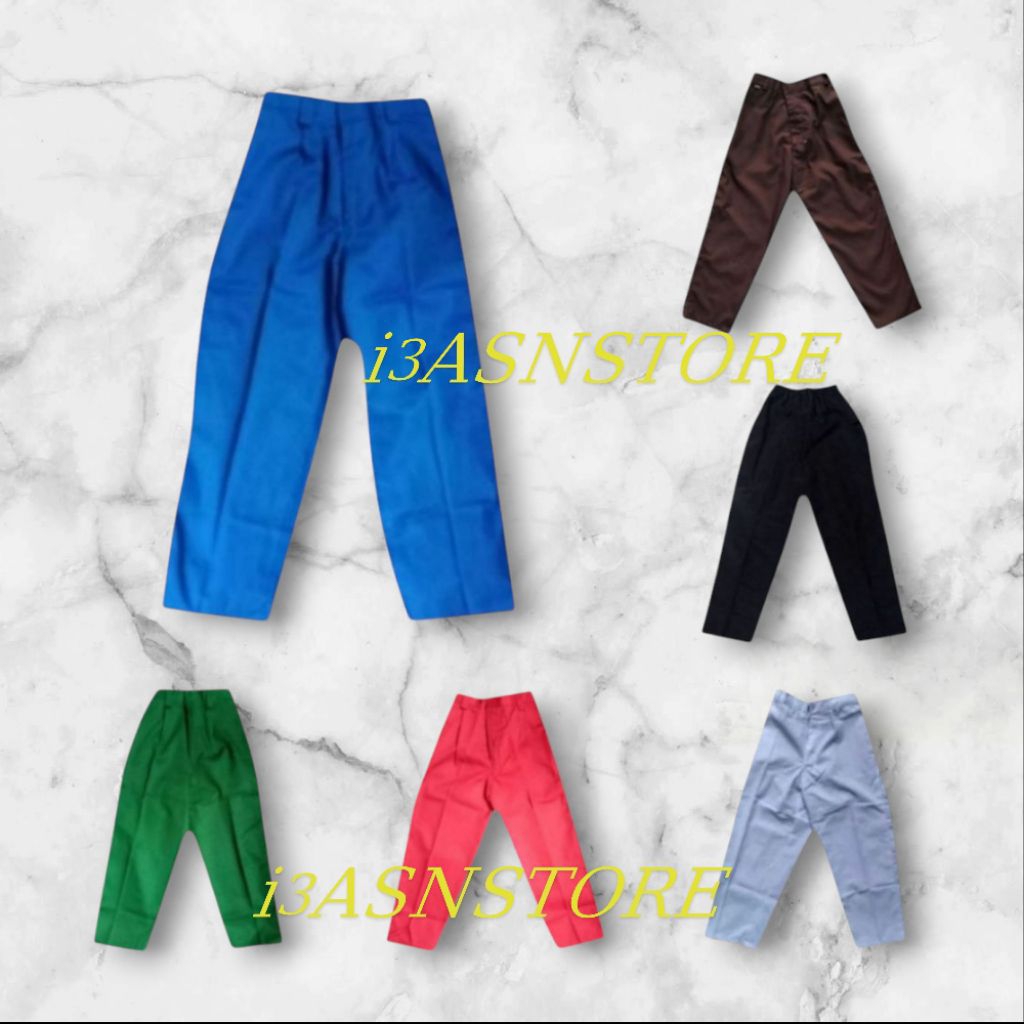 celana seragam sekolah SD/MI/MADRASAH/TK celana biru benhur,hijau benhur,merah,putih,pramuka,hitam p