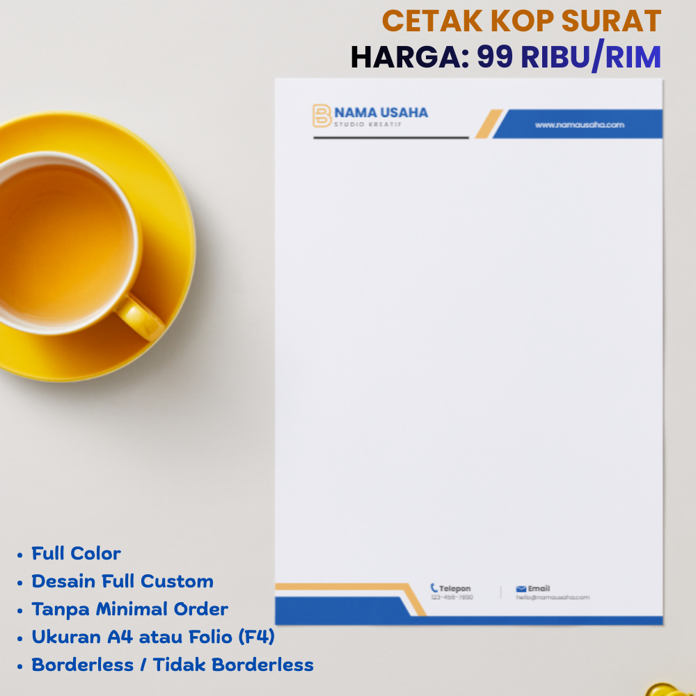Cetak Kop Surat 1 RIM, Termurah