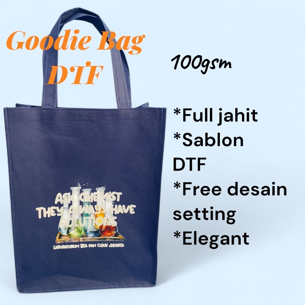 Tas goodiebag sablon, goodiebag custom jahit, goodiebag spunbond