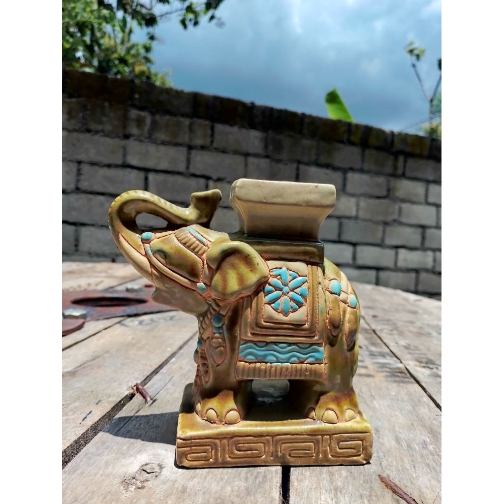keramik gajah thailand jadul vintage antik